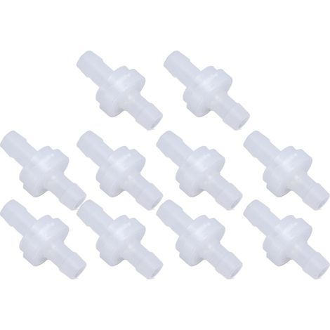 Clapet anti-retour barbelé 10 pièces, PP plastique, membrane résistante à l'ozone, valve unidirectionnelle d'arrêt d'eau 7,9 mm, translucide (1/5)