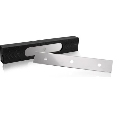 25 lames de grattoir à peinture double tranchant de 15 cm, réversibles, affûtées, avec boîte de rangement, pour grattoirs à vitre, peinture, autocollants et adhésifs (1/4)