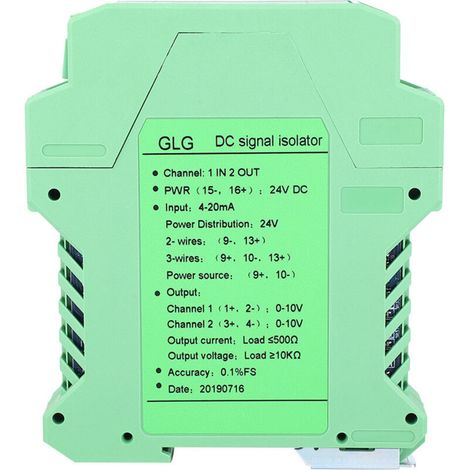 4-20mA 0-10V Stromversorgungsschleifenisolator, Signalwandler mit 1 Eingang und 2 Ausgängen für industrielle Prozesse
