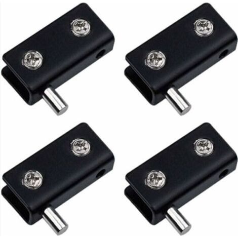 Lot de 4 charnières pivotantes, sans cadre pour porte en verre - Noir - Clips de porte en verre en acier inoxydable avec broche réglable - Kit de remplacement pour porte en verre de 5 à 6 mm (1/5)
