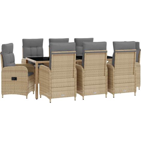 Maison Exclusive - Outdoortisch-Set 9 stk. Beige und Hellgrau Pol (1/5)