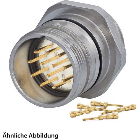 HUMMEL SET inkl. Kontakte M23 Signal Gerätesteckverbinder, Crimpeinsatz gerade Polzahl 11+PE, Stift Vorderwand - 1 Stück