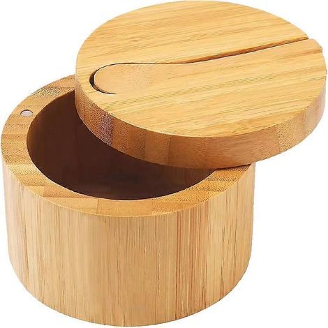 Boîte à sel avec couvercle magnétique, porte-épices de cuisine, boîte à condiments ronde pour poivre-9.00X9.00X7.00CM (1/4)