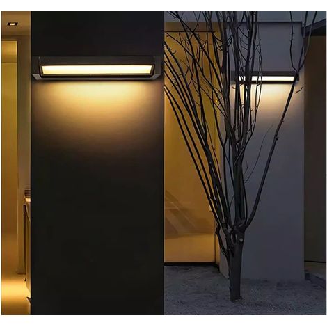 Lampe murale extérieure noire ronde 34cm 18W, réglable 350° confort visuel