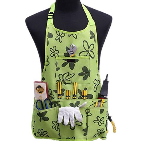 AGE Tablier de jardin pour le jardin domestique Tablier de travail résistant imperméable réglable avec sac à outils vert (1/4)