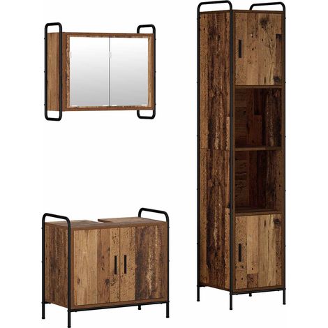 Badezimmerschrank-Set 3 stk. Altholz 40 x 36 x 181 cm vidaXL (1/5)