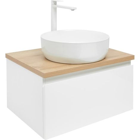 Ensemble meuble avec plan et vasque et mitigeur - SAT - B-WAY - 59x30x45 - Blanc (1/5)