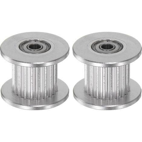 Satz mit 2 2GT-Umlenkrollen (20 Zähne, 3 mm Bohrung, 18 mm Durchmesser). Aluminium-Zahnriemen für 10 mm breite 3D-Druckerriemen. Zubehör für CNC-Maschinen.