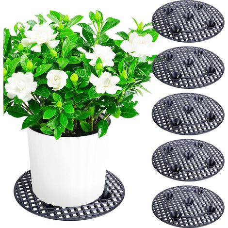Lot de 6 grands supports élévateurs pour pots de fleurs de 38,1 cm, supports robustes pour éviter la pourriture et les dommages sur terrasse et terrasse (40 cm, 6 pièces, noir)