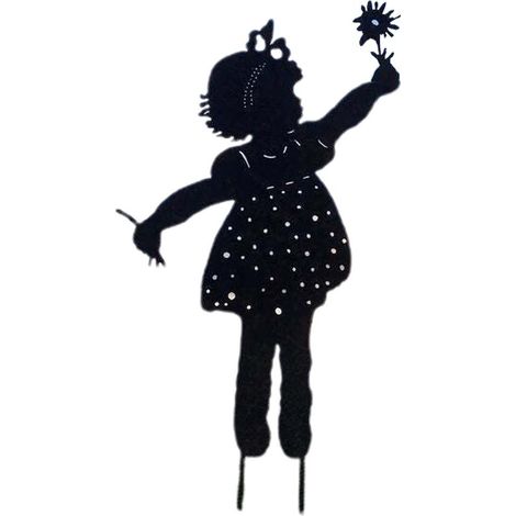 Silhouette métallique de fille tournesol, décoration de jardin, art extérieur, automne