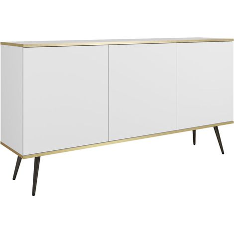 Cassettiera, Bianco, gambe nere, 160 x 85 x 39 cm (1/4)