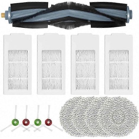 Pièces de rechange pour aspirateur robot Floor 3 Station : accessoires, brosses latérales principales, filtre HEPA et chiffon de nettoyage. (1/5)