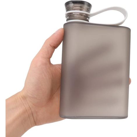 Bouteille d'eau plate, 380 ml, portable, fine et étanche, en plastique (grise) (1/5)