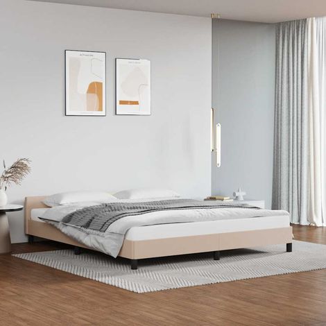 Lit double pour adulte avec tête de lit - Cadre de lit Cappuccino 180x200 cm Similicuir BV134718 - BonneVie (1/5)