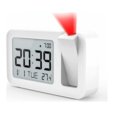 Digital projector alarm clock with indoor thermometer – 180° projection – 4 brightness levels – Volume and snooze adjustment – 3.8 inch LED display (1/5)