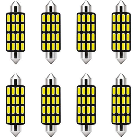 LED Car Bulb 8 Pack 41 MM, LED Dome Reading Bulbs, Car Interior Light Replacement for License Plate Map Dome Trunk Door Courtesy Footwell Light, No Polarity 12V 4W 16SMD 4014 LED (White) (1/5)