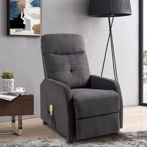 Fauteuil relax inclinable manuel avec massage chauffant gris foncé (1/5)