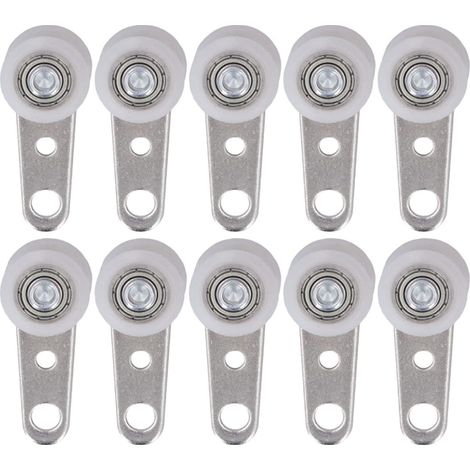 Un set di 10 pulegge con cuscinetti, rulli di guida scorrevoli in acciaio inox, diametro 20 mm e lunghezza 44 mm, con 2 ruote in nylon. (1/5)