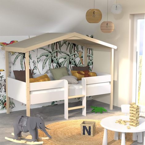 Lit cabane enfant en hêtre massif 90x190 - LT14051 (1/5)
