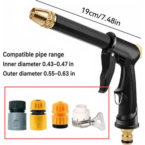 Pistolet à Eau Haute Pression - Pour Nettoyage Voiture et Sols - Embout de Tuyau d'Arrosage pour Jardinage (1/5)