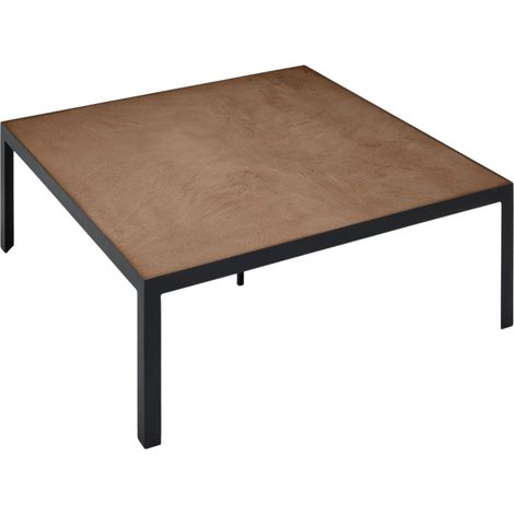 Table basse en Plateau en enduit effet béton et piètement métal noir ORELIA (1/4)