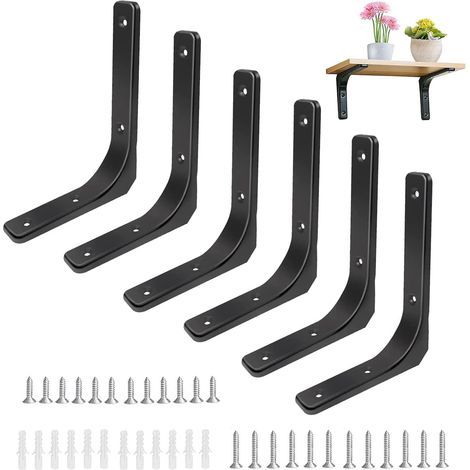 6PCS Équerre pour Étagère Murale, Support d’Étagère en Métal (1/5)