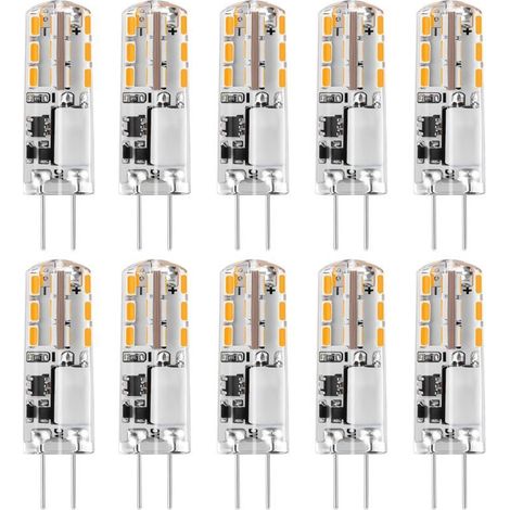 Ampoules LED G4 1,24 W - Remplace les ampoules halogènes de 20 W - Blanc chaud 3000 K 12 V AC/DC - 93 lm - Pas de scintillement - Intensité non variable,Lot de 10 [Classe énergétique C] (1/5)