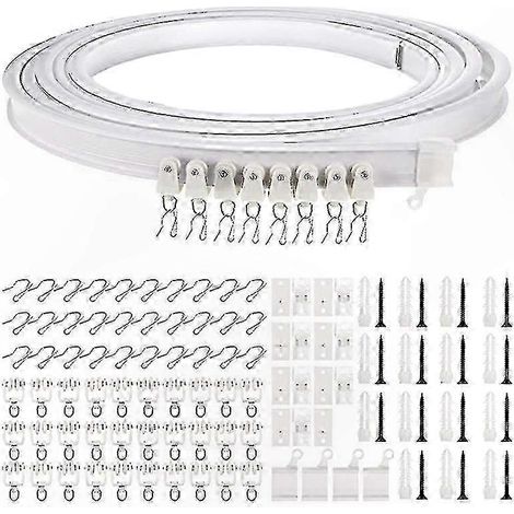 Rideau Plafond Rail Flexible Courbé, 1-5 Mètres Courbe pour Tringle de Plafond, Pliable et Orientable, pour Stores et Voilages, Kit de Montage Inclus (1/5)