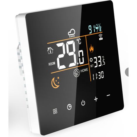 Smartes WiFi-Thermostat mit App für elektrische Heizung, digitaler Regler, 25A elektrische Heizung (inkl. 3m Sensorkabel), programmierbar, Tuya APP Mobile Fernbedienung, Voice Connectable, Grau