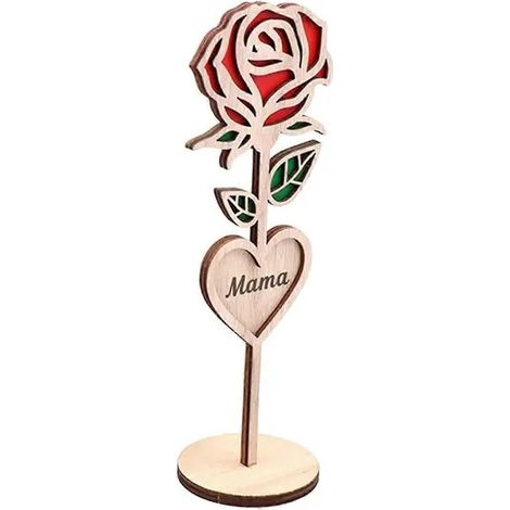 Décoration de table en bois, cadeau pour la fête des mères, marron, 15 x 10 cm (1/5)