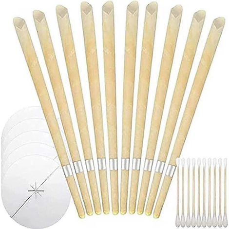 Kit de 40 pièces pour l'extraction du cérumen, fabriqué artisanalement avec du papier enduit de cire d'abeille 100 % naturelle (nouveauté 2024). (1/5)