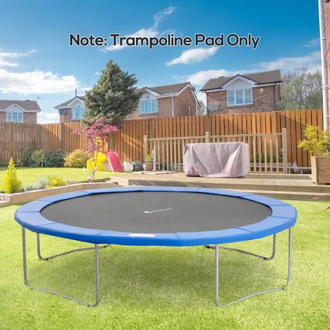 Tapis de protection bleu pour trampoline Ø366 cm, couvre-bordure avec filet de sécurité compatible 8ft 10ft 12ft 15ft (trampoline non fourni)
