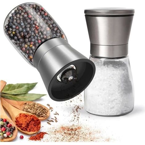 Pfeffermühle – Hochwertig – Verstellbar – Edelstahl – Glas – Keramikkern (1/5)