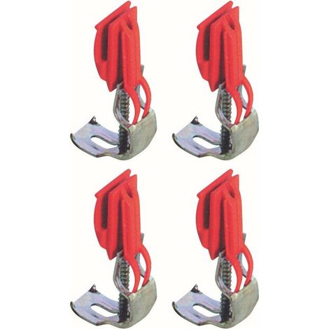 Cyclingcolors – Fixation clip pour évier 30 x 42mm – Acier inoxydable et plastique rouge – Pour montage lavabo – Lot de 4 unités