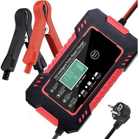 Chargeur de batterie 12V 6A,chargeur intelligent doté de multiples fonctions de protection, de maintenance et de réparation automatiques,adapté aux voitures,AGM,Gel et SLA (2-100 AH) (1/5)