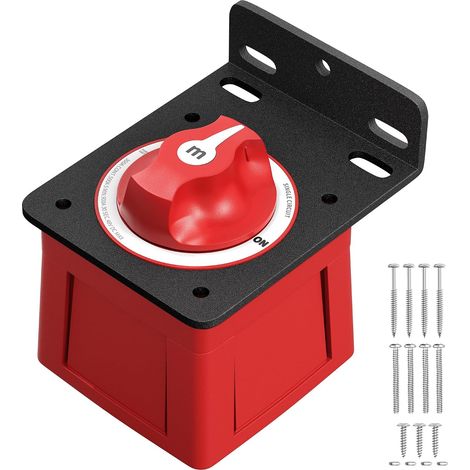 Marine-Batterieschalter mit robuster Aluminiumhalterung, wasserdichter 12V-48V 300A Batterietrennschalter für Boote, Wohnmobile, Autos, Zündschutz und Montagematerial inklusive. (1/5)
