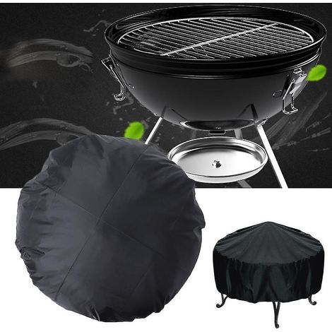 Housse de protection ronde noire imperméable pour barbecue d'extérieur (112 cm) - Housse anti-poussière pour brasero de terrasse (1/4)