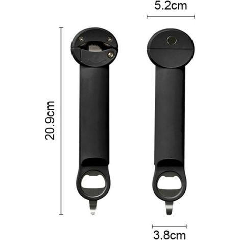 Ouvre-boîte pliable acier inoxydable noir 1 pièce aimanté (1/4)