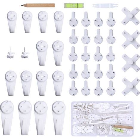 – Lot de 43 crochets de fixation murale sans perçage – Plastique haute qualité – Pour surfaces en bois et revêtements muraux – Accroche cadre photo - 43pcs (1/4)