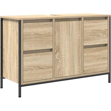 Basin Cabinet with Drawers Sonoma Oak 90x34.5x60 cm vidaXL (1/5)