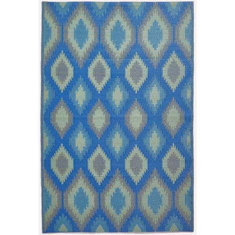 HOMESCAPES Outdoor-Teppich Amber aus Polpropylen mit blau-grünem Muster, 150 x 240 cm