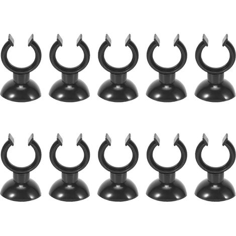 Lot de 10 supports à ventouses noirs pour tuyau d'air de 20 mm de diamètre pour aquarium (1/5)