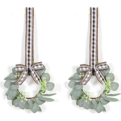 lot De 2 Mini Guirlandes D'eucalyptus De 24 Cm Pour Porte D'entre, Petite Guirlande Fausse Verte, Guirlande En Toile De Jute, Dcoration De Verdure (1/5)