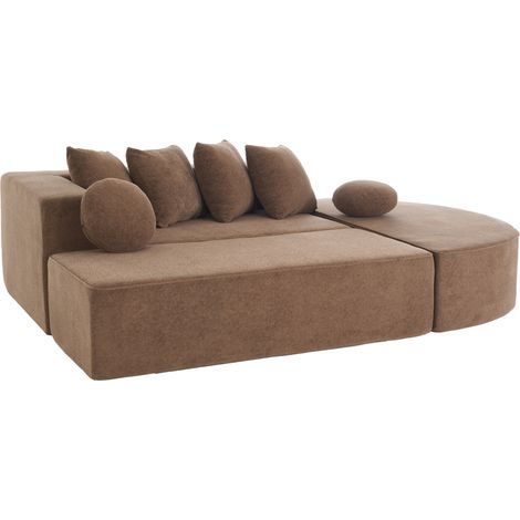 Divano modulare angolare marrone in tessuto con imbottitura in foam, 263 x 171 x 66 cm (1/5)