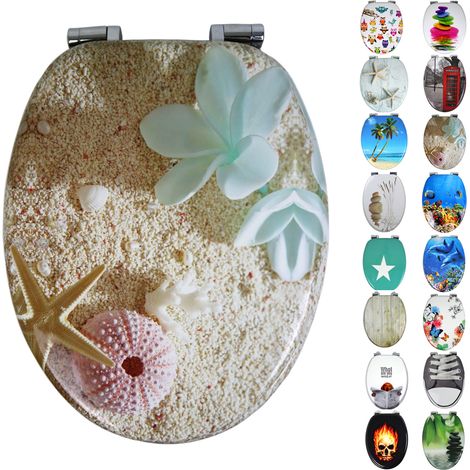 Sedile wc copri vater universale frizionato fantasia in mdf chiusura rallentata fantasia sea sand - confezione 1