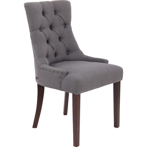 Chaise de salle à manger x1 design antique capitonné en tissu gris foncé avec 4 pieds en bois marron 100001952 (1/4)
