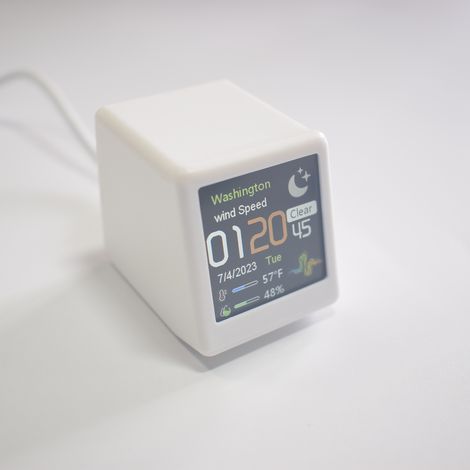 Multifunktionale WLAN-Tischuhr mit OLED-Farbdisplay, Wetterstation, drahtlosem Thermometer und Hygrometer für den Innen- und Außenbereich.
