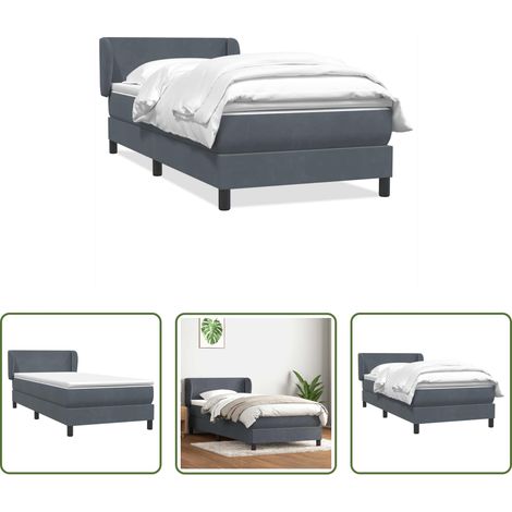 vidaXL Samt - Boxspringbett mit Matratze Dunkelgrau 80x210 cm Samt (1/5)