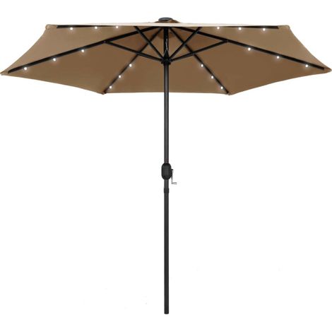 vidaXL Garden Parasol with LED Lights&Aluminium Pole 270 cm Taupe (1/5)
