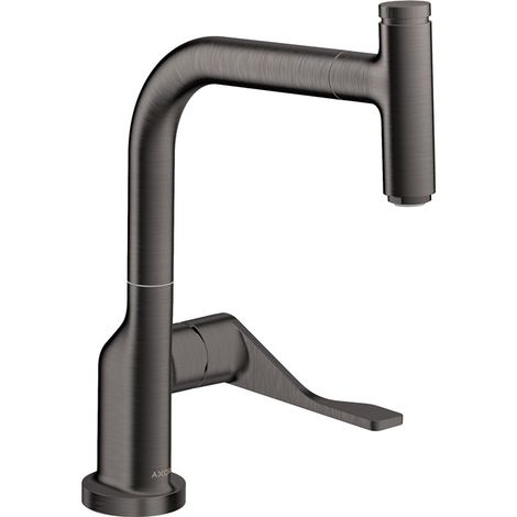Mitigeur de cuisine EH AXOR CITTERIO Select avec douche extractible, finition chrome noir brossé